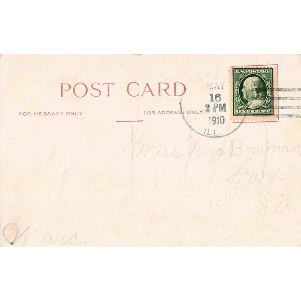 Vintage 1910 Birthday Postcard Embossed Floral Sailboat Birds Gaylord IL - Picture 2 of 2